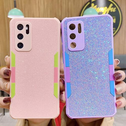 Luxury Glitter Contrast Candy Color Phone Case For Samsung S10 S20 Plus Note 10 20 Ultra A50 A51 A71 A20 Shockproof Soft Cover