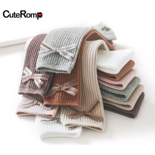 Newborn Baby Girl Socks For 1-8Y Kids Knee High Bow Pantyhose Infant Toddler Cotton bebe fille Sock 7 Colors No Thread Clothes