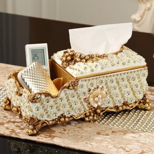 European Multi-Purpose Storage Tissue Box Luxury Creative Living Room Coffee Table Upscale Box
