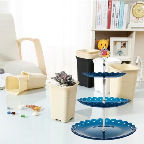 4 Colors Creative Three Layers Cake Plate Household Fashionable Living Room Dessert Fruit Birthday Party Wedding Cake Stand