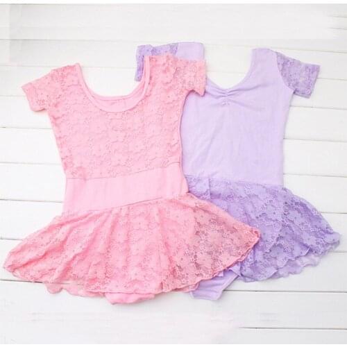 Lace Girl Ballet Dance Dress for Kids Leotard Tutu Dance Costumes Ballet Leotards for Girl Ballerina Clothing Pink Purple