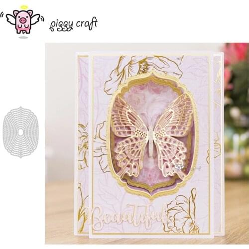 Piggy Craft metal cutting dies cut die mold Irregular oval frame Scrapbook paper craft knife mould blade punch stencils dies