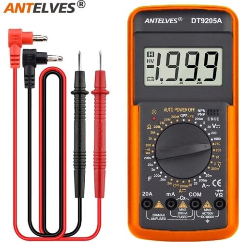 Multimeter Digital DMM AC DC Voltage Current Ohm Capacitance hFE Portable Ammeter Voltmeter Meter Capacitor TRMS Hz Ohm Tester