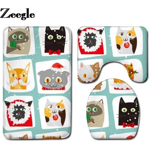 Cartoon Style Bath Mat High Quality Bathroom Carpet Rug Waterproof Toilet Mat Toilet Seat Cover Mat and Flannel Floor Carpet Set