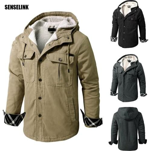 2021 New Men Winter Classic Fleece Warm Parkas Jacket Coat Men Autumn Fashion Pockets Hooded Outwear Brand Parka Jackets Men