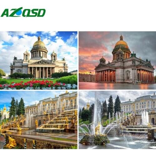 AZQSD Diamond Embroidery City Moscow Mosaic Rhinestones Full Kits Handmade Diamond Painting Scenery Cross Stitch Home Decor Gift