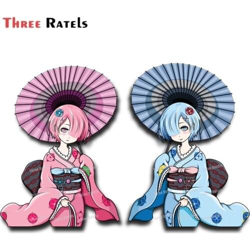 Three Ratels A718 Re Zero Rem Ram Twin Cute Girl Decal Suitable For Washroom Mirror Car Cover Decor With Waterproof Protected
