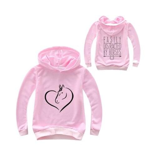 New Fashion Printed Horse Hoodie Boy Long Sleeve Shirt Cildren Sweatshirts Girls Hoodies Children Coat Kids Clothes Streetwear