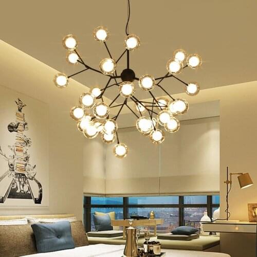 New Modern heracleum Design Glass bubble chandelier Indoor home Kitchen Hallway Restaurant black and gold tree branch chandelier