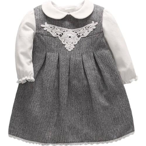Autumn New Baby Girls Princess Style Dress + Inner Shirt