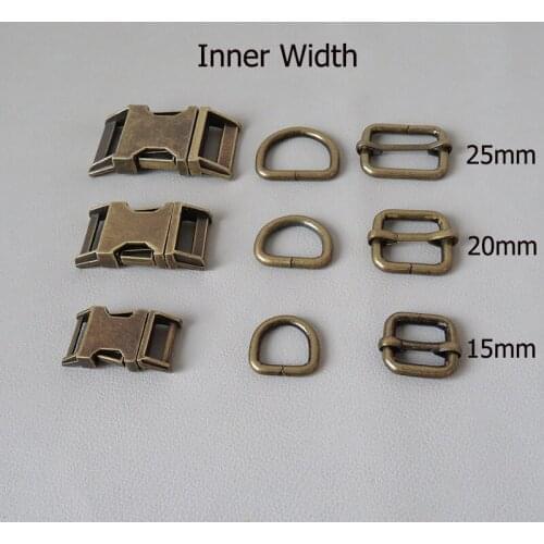 15mm 20mm 25mm Webbing Dog Collar Paracord Metal Buckle Clip Clasp Belt D Ring Snap Hook Adjuster Harness Strap Hardware Parts