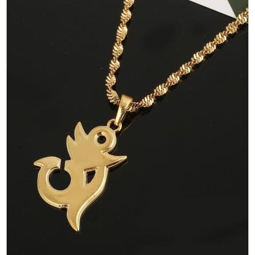 Gold Color Yoga Pendant Necklace Indian Hindoo OHM Hindu Buddhist AUM OM Religion Jewelry