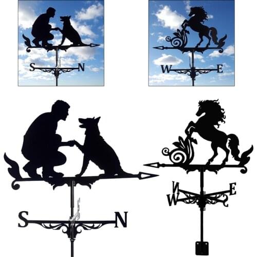 Weather Vane Wind Direction Indicator Home Outdoor Garden Ornaments Man Dog