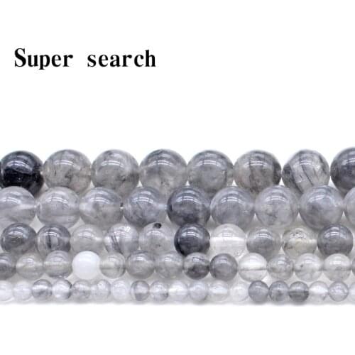Gray Crystal Round Gem Loose Strand Beads Bracelet woman15" Strand 6 8 10 12MM Pick Size For Jewelry Making