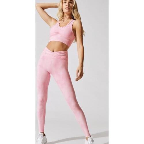 CXUEY Tie Dye Sportswear Women Yoga Sets Women Gym Overalls Breathable Dry Fit Fitness Suit 2021 Workout Clothes for Women Pink