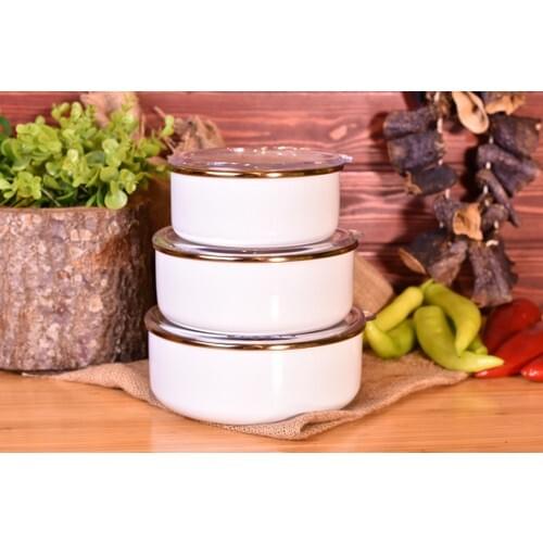 Taşev Bambum Melse - 3 \ 'lü Storage Bowl White (14-16-18 Cm.)