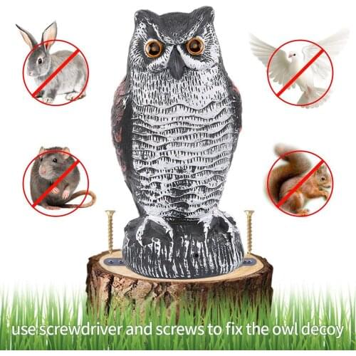 Outdoor Owl Decoy Bird Repellent Pest Control With Flashing Eyes Frightening Sounds Garden Yard Garden Protector Decoration