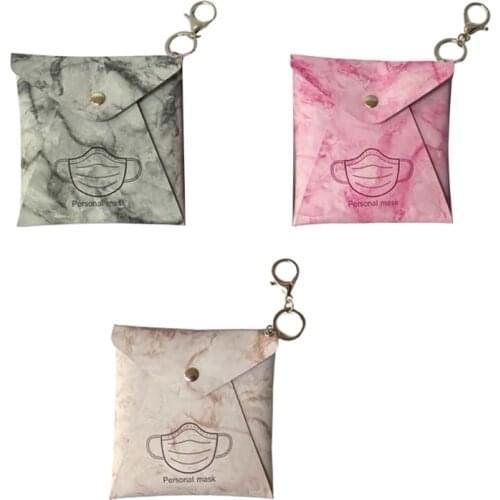 Snap Mask Storage Bag with Keychain Lining Face Mask Case Holder Waterproof Portable Mask Bag Environmental Protection