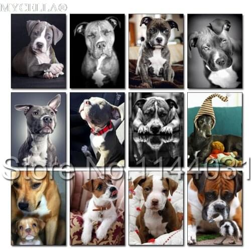 Animal Dog Needlework 5D Diamond Embroidery American Pit Bull Terrier Full Mosaic Diy Diamond Painting Cross Stitch Home Decor