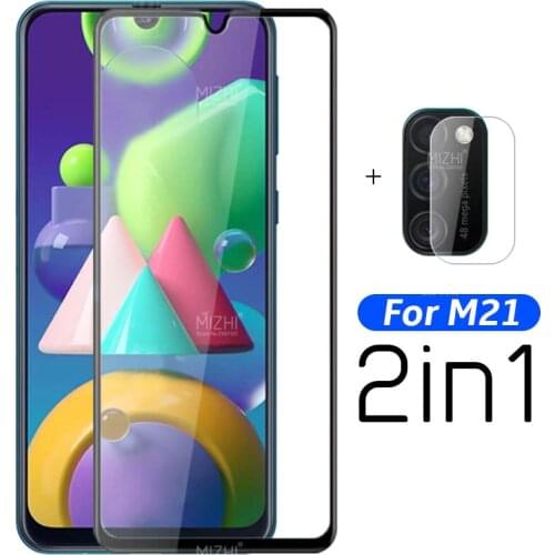 2 in 1 9D full gule protective glass for samsung m21 camera lens screen protector on sumsung m 21 21m sm-m215f safety glass film