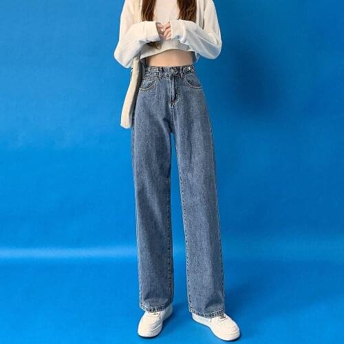 Wide Leg Jeans Womens Loose Straight-Leg Pant 2021 New Spring Autumn Mopping Pants Casual Vintage Wide Leg Jeans Trousers Tide