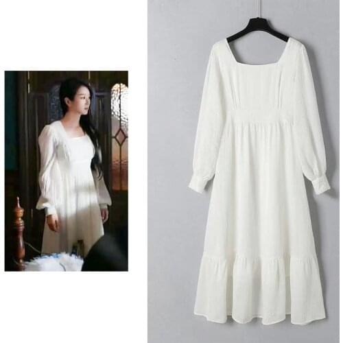 Women Summer Dress 2020 Korean TV Star 서예지 Chiffon Dress For Women Elegant Long White Dress Holiday Party Dress Vestidos L656