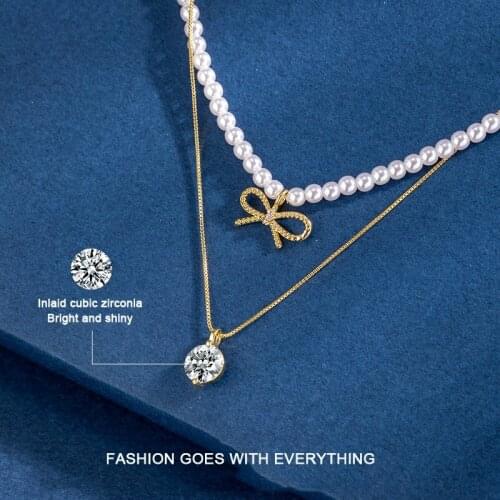 2021 New High Quality Fashion Bow Pearl Necklace Jewelry For Women Gift Layered Necklace Statement Necklace Summer Jewelry