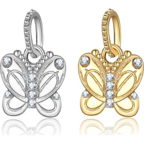 1Pcs New Cute Butterfly Pendant DIY Beads Suitable for Original Pandora Charm Bracelet Ladies Jewelry Making Gifts