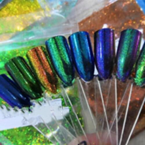 10g*1Bag Nail Chameleon Powder 1/128 Chrome Glitter Powder Dust Nagelpuder 6-Colors Nail Tips Art Decoration Chameleon Powder x1