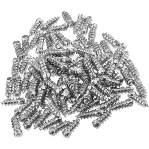 100 Pcs 18*6mm Car Tires Studs Screw Snow Spikes Wheel Tyres Chains Studs for Car Vehicle Truck Motorcycle Tires Winter