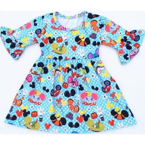 2018 New arrived Baby Girls Dresses Summer Clothes Cute Cartoon Mickey Printed Milksilk Short Sleeve Children Infant Dress For G