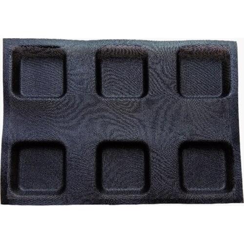 6 Even Square Silicone Easy To Clean Black Baking Ovens Breathable Cake Mold Hollow Glass Fiber Silicone Bread Mould