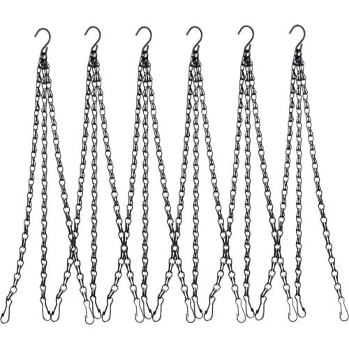 6 Pack Hanging Chain, HEAVY DUTY 50cm Hanging Flower Basket Replacement Chain -3 Point Garden Plant Hanger for Outdoor or I