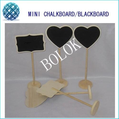 60pcs/lot Mini wedding Wooden Chalkboards,Blackboard on stick Stand ,Heart and Rectangle designs,for wedding table decoration