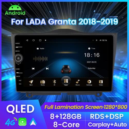6G 128G Android 10.0 QLED DSP 48EQ RDS Carplay For LADA ВАЗ Granta Cross 2018 2019 Car Radio Multimedia Video Player Navigation