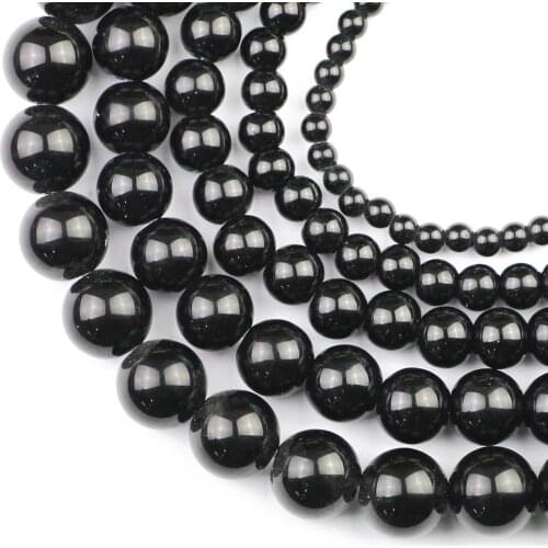HGKLBB Black King Kong Natural Stone Chalcedony spacer Loose beads For Jewelry making 4/6/8/10/12MM bracelet DIY accessories