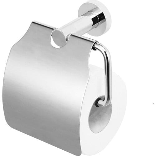 Toilet Paper Holder with Cover Chrome Toilet Tissue Roll Dispenser Bathroom Storage Dust-Proof, Cat-Proof