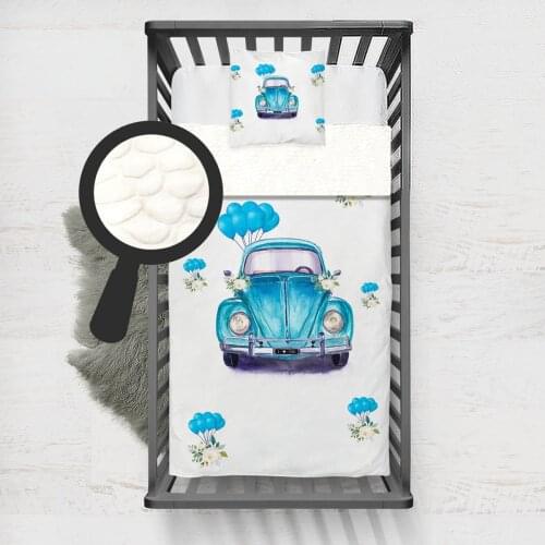 Kids Minky Blanket Super Soft and Warm Baby Blankets Children for Couch and Bed White Blue Car Model 286