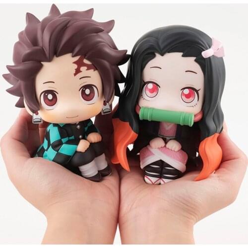 2pcs Anime Kimetsu no Yaiba Figure Toy MH Look Up Demon Slayer Kamado Tanjirou Kamado Nezuko Action Figure Model Doll Toys 6cm