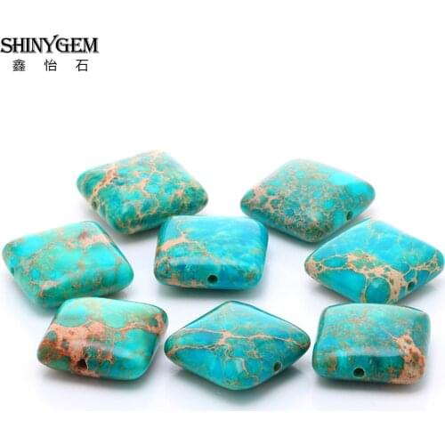 ShinyGem 14*14mm Charm Square Shape Sea Sediment Jaspers Bead Natural Blue Texture Stone Loose Bead For DIY Jewelry Making 20pcs