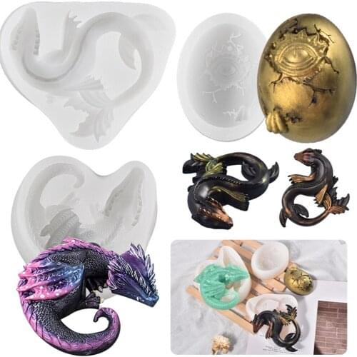 Diy Sleepy Dragon Mold Jurassic Dinosaur Dragon Egg Polymer Clay Crafts Home Decoration Decoration Silicone Resin Homemade Tools
