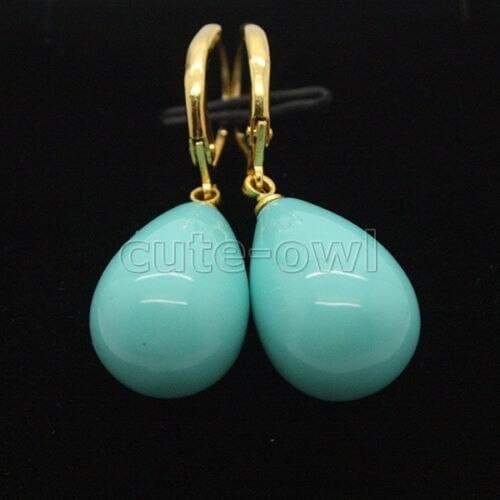 Hot sale new Style >>>>Huge 12X16MM tear drop blue Shell Pearl Earrings