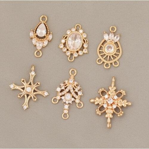 HAOSAW 4Pcs Jewelry Accessories/DIY/CZ Charms/Earring Part/Connector/Pendants For Necklace/Hand Made/Jewelry Findings Components