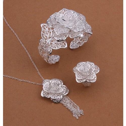 Hot selling 925 jewelry silver plated jewelry set fashion jewelry set Jewelry Set SMTS445