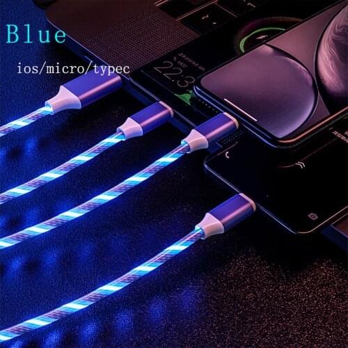 Flowing Light Cord LED lighting Data Cord For Micro usb TypeC 3A Fast Charger Cable For Iphone Huawei Sumsung Xiaomi USB Cable