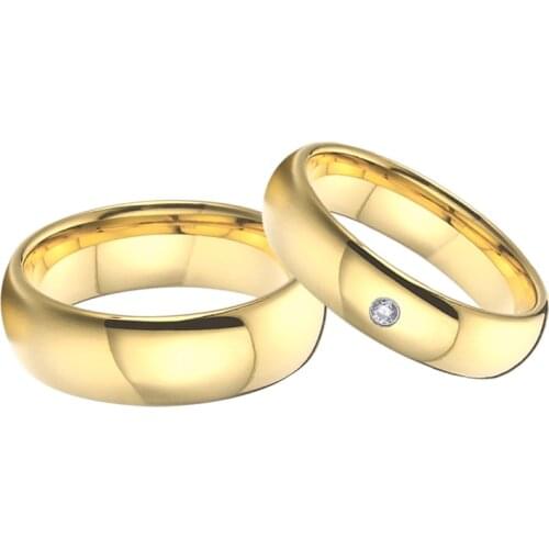 Classic 100% Tungsten carbide Ring Alliance Love Couple Wedding Rings for men and women Gold Color 4/6/8/10mm