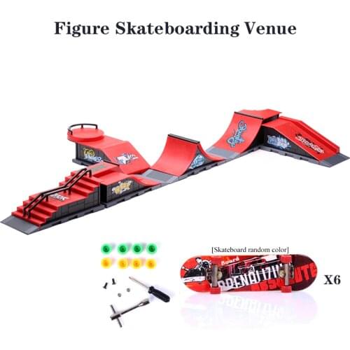 6 In 1 Mini Finger Park Figure Skate Scene Board Venue Combination Toys Skateboarders Ramp Track Toy Set For Boy Birthday Gifts