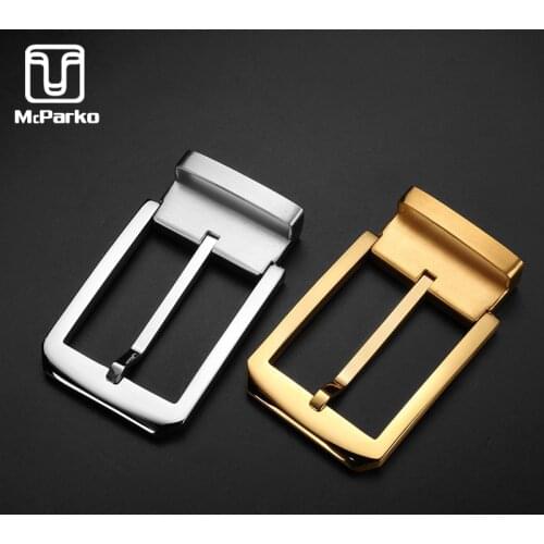 McParko Belt Buckle For Men Stainless steel belt buckle for belt High Quality No Rust No Allergic Metal Pin buckle 3.8cm Golden