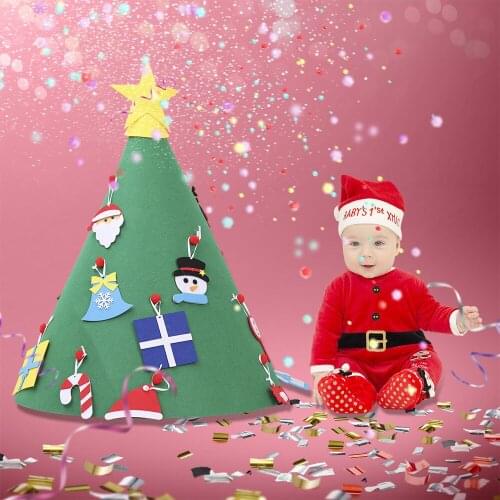 New 3D DIY Felt Toddler Christmas Tree New Year Kids Gifts Toys Artificial Tree Xmas Home Decoration Hanging Ornaments 2019