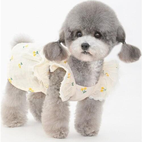 New Floral Dog Dress Pet Wedding Dresses Hat Chihuahua Pug Yorkie Clothing Puppy Cat Products Dog Clothes for Small Dogs